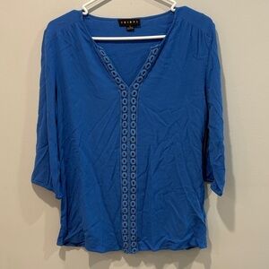 Tribal Women's Royal Blue V-Neck Blouse